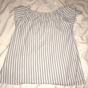 Blue striped off the shoulders top